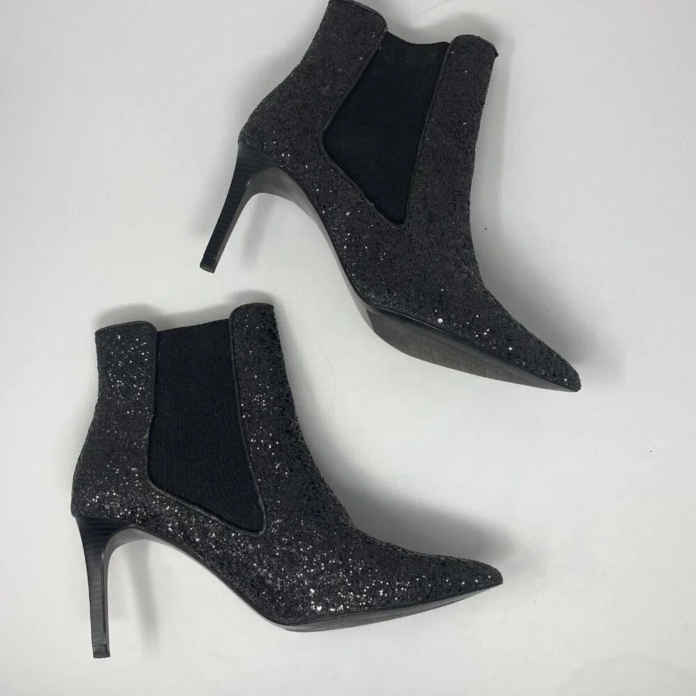 Zara Black Glitter Booties 39